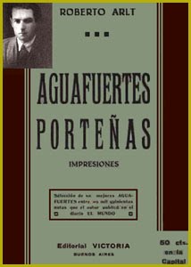 Portada de la primera edición de Aguafuertes Porteñas, Roberto Arlt.